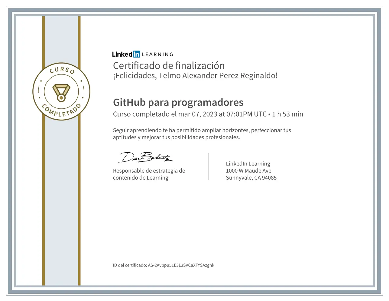 certificacion de Github 
